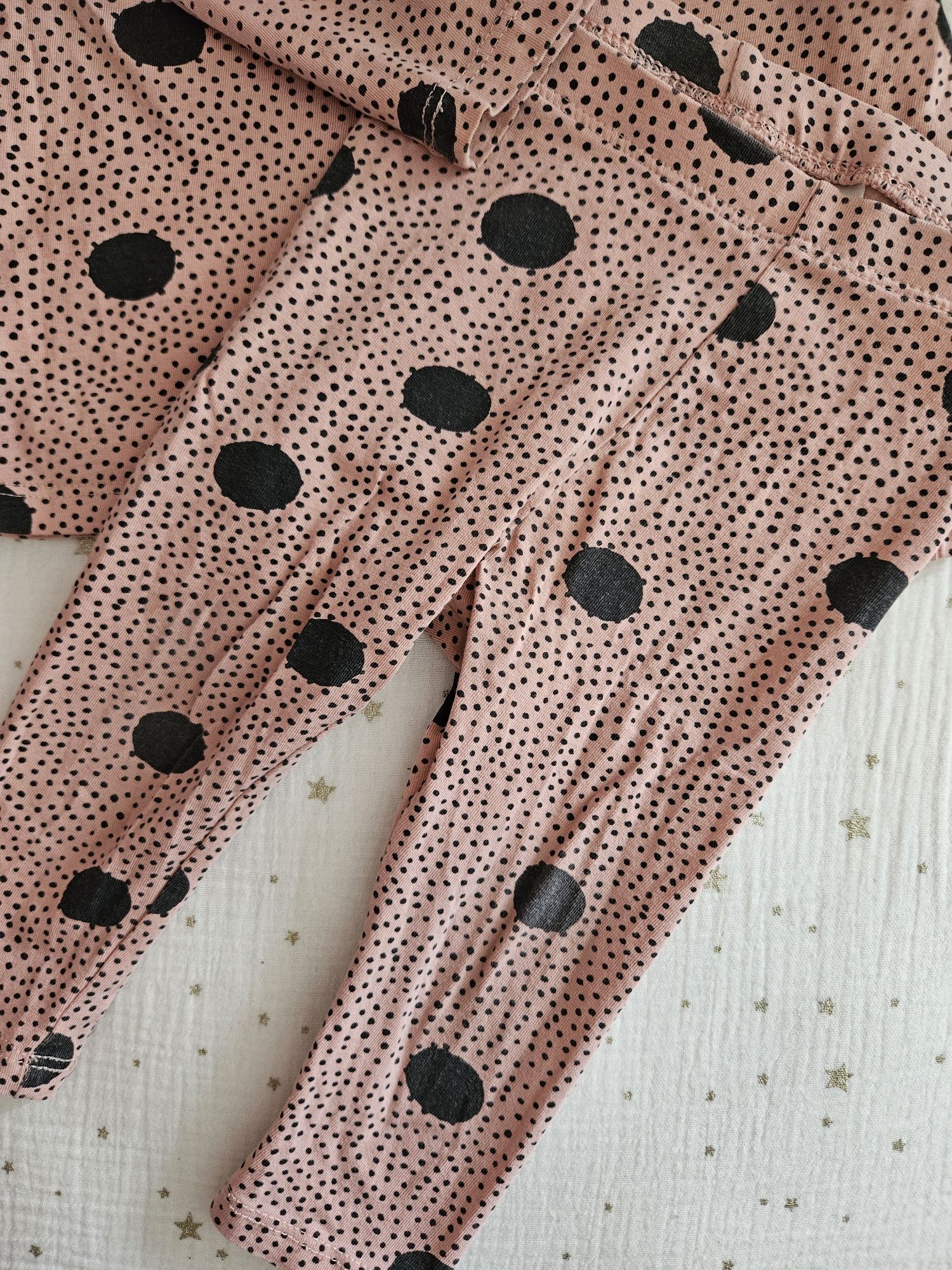 Komplet bluzka długi rękaw i legginsy w kropki 74 H&M