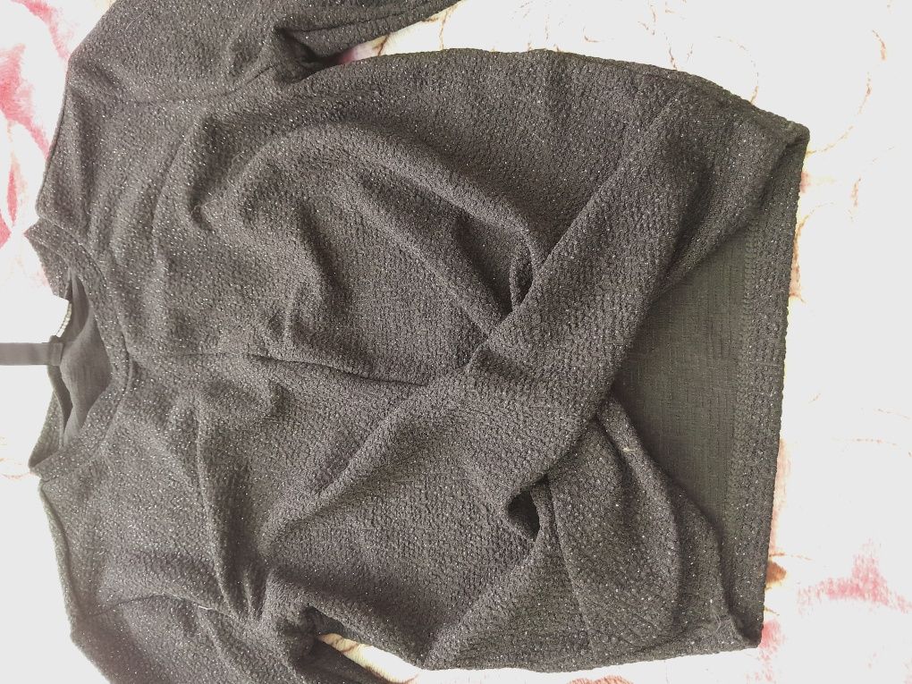 Czarny crop top z dodatkiem brokatu h&m xs 34