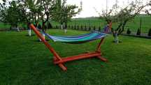 Hamak ogrodowy z bali drewnianych meble ogrodowe