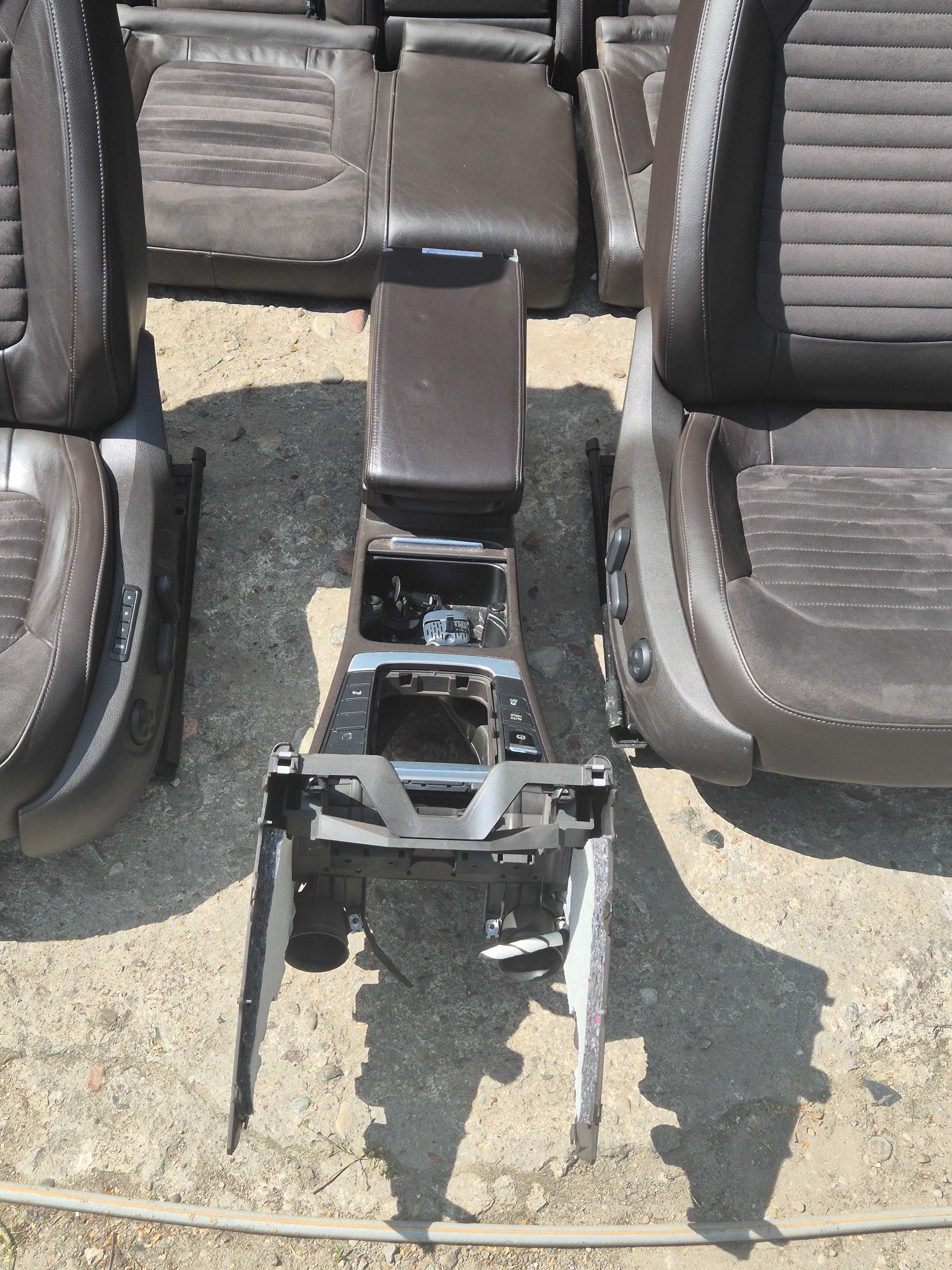 fotele boczki skóra VW PASSAT B7 kombi ALCANTARA brązowe BDB
