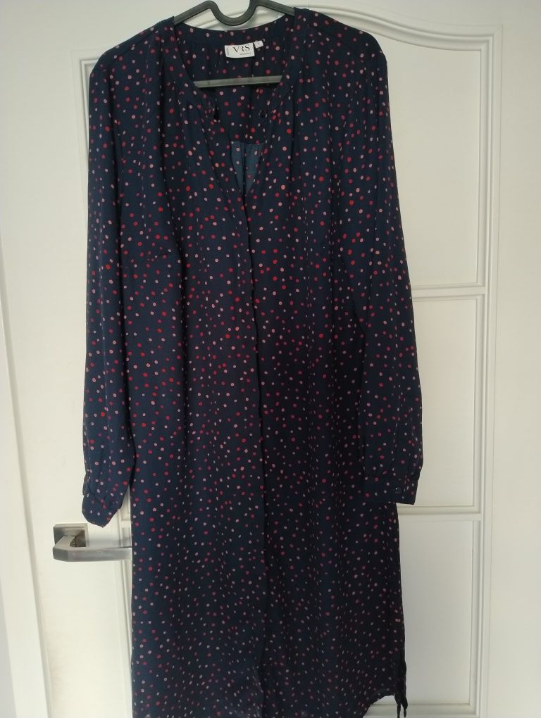 Sukienka L xl  granatowa w groszki