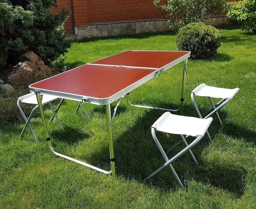 Стол алюминиевый усиленный раскладной для пикника + 4 стула, чемодан