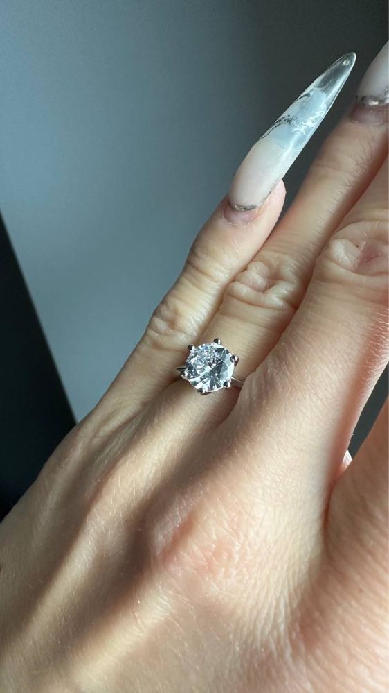 Каблучка кольцо 2 карата обручальное бриллиант тренд стиль tiffany