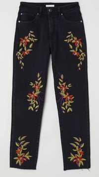H&M jeansy dżinsy haft kwiaty Boho 36 38 S M