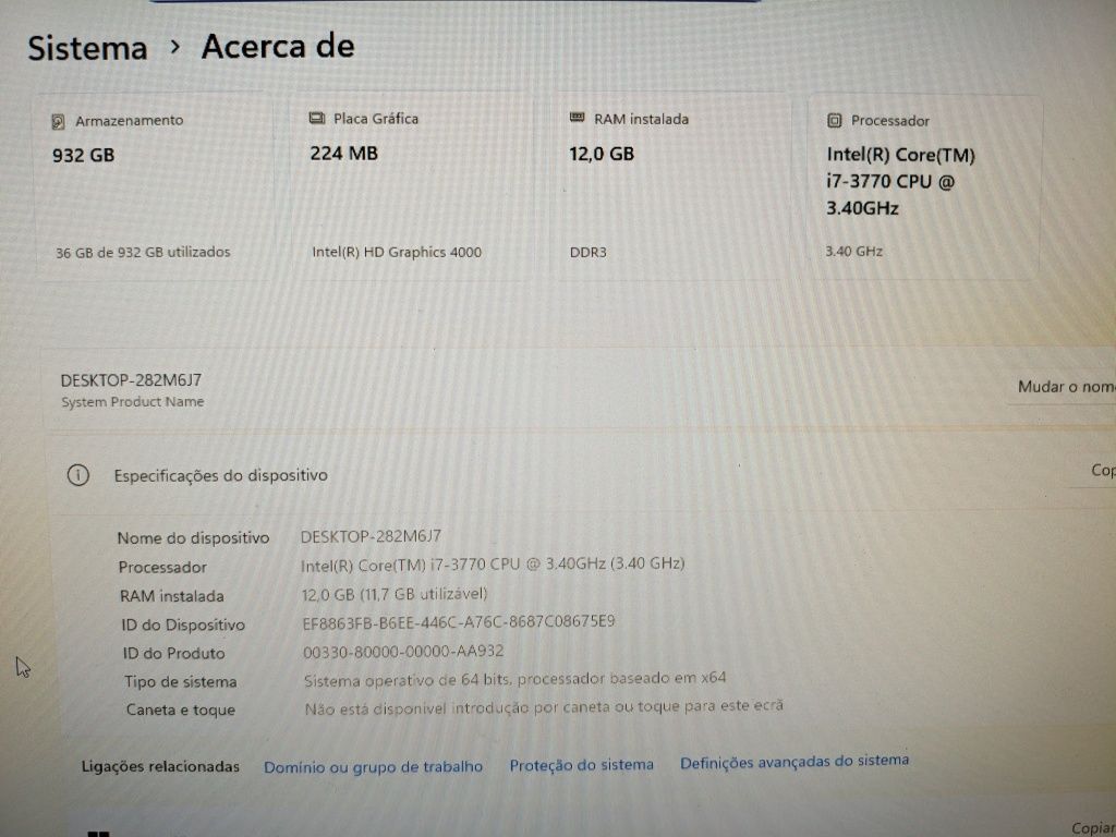 PC i7-3770 + 12GB DDR3 + SSD 240GB + HDD 1TB + Monitor + Teclado Rato