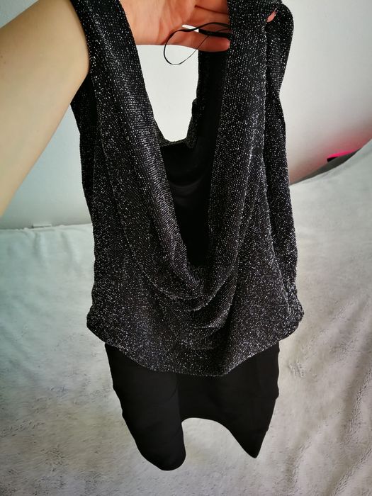 Sukienka mała czarna Amisu dekolt siatka