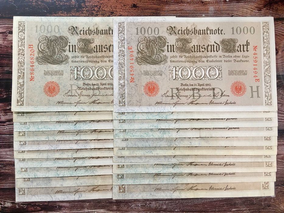 1000 marek 1910 - zestaw 20 sztuk - stan VF+