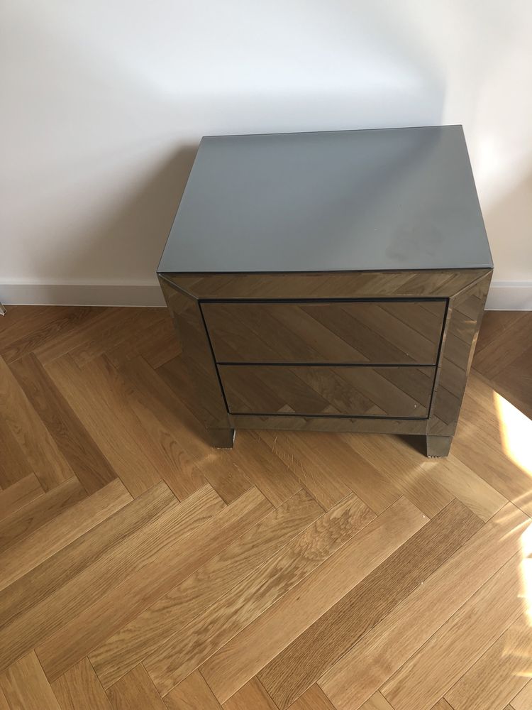 Kare design szafka nocna glamour lustro grafit szklana komoda westwing