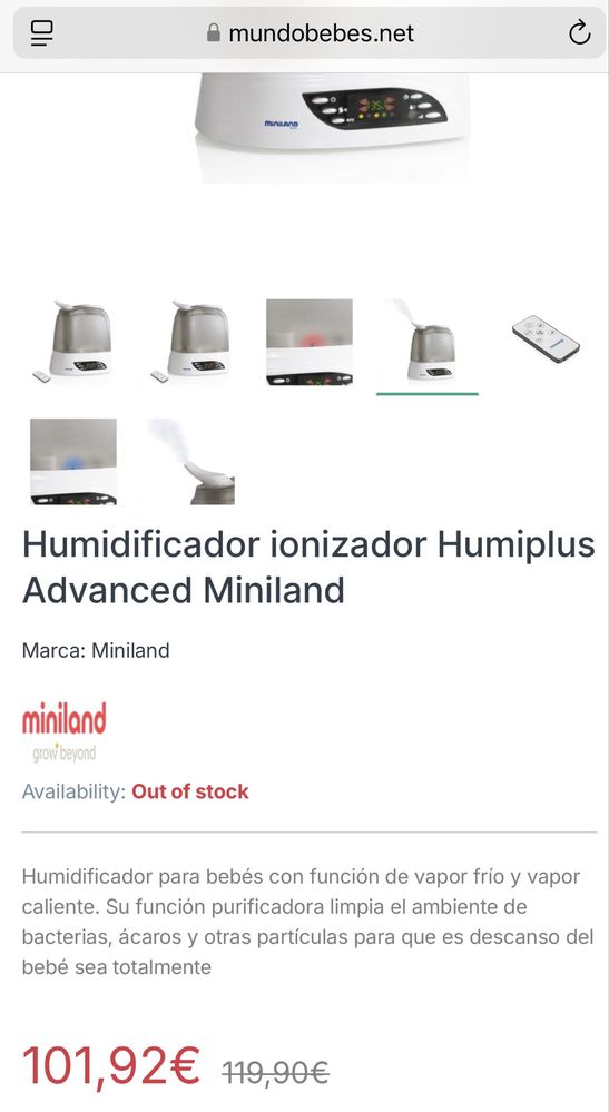 Humidificador Miniland baby