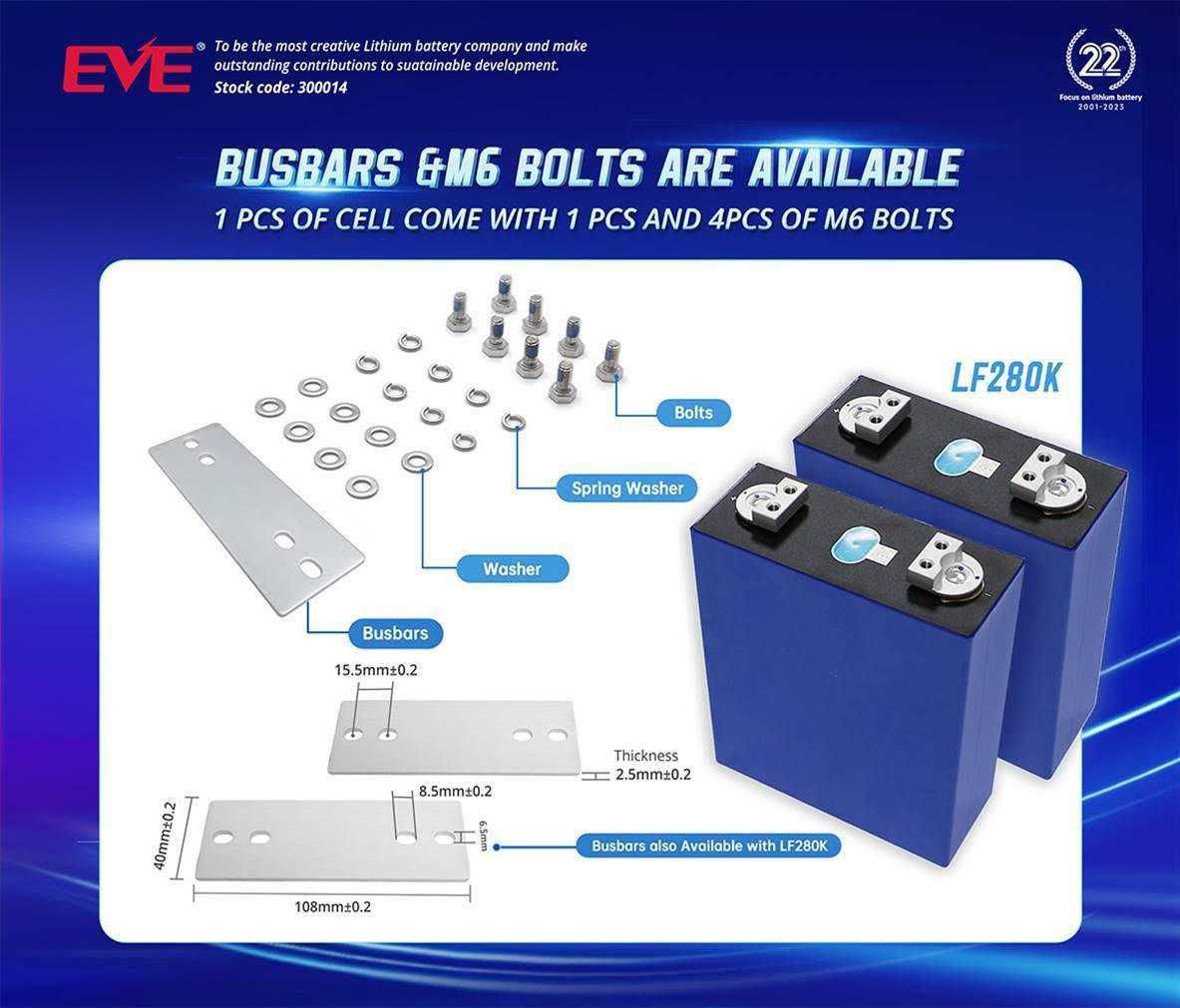 Комірки Ячейки EVE LF280K, MB31, LF230, LF105, LF304 real Grade A!!!