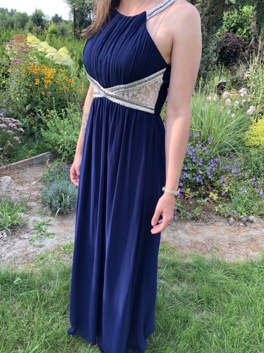 Sukienka suknia maxi Little Mistress 38 M granatowa wesele