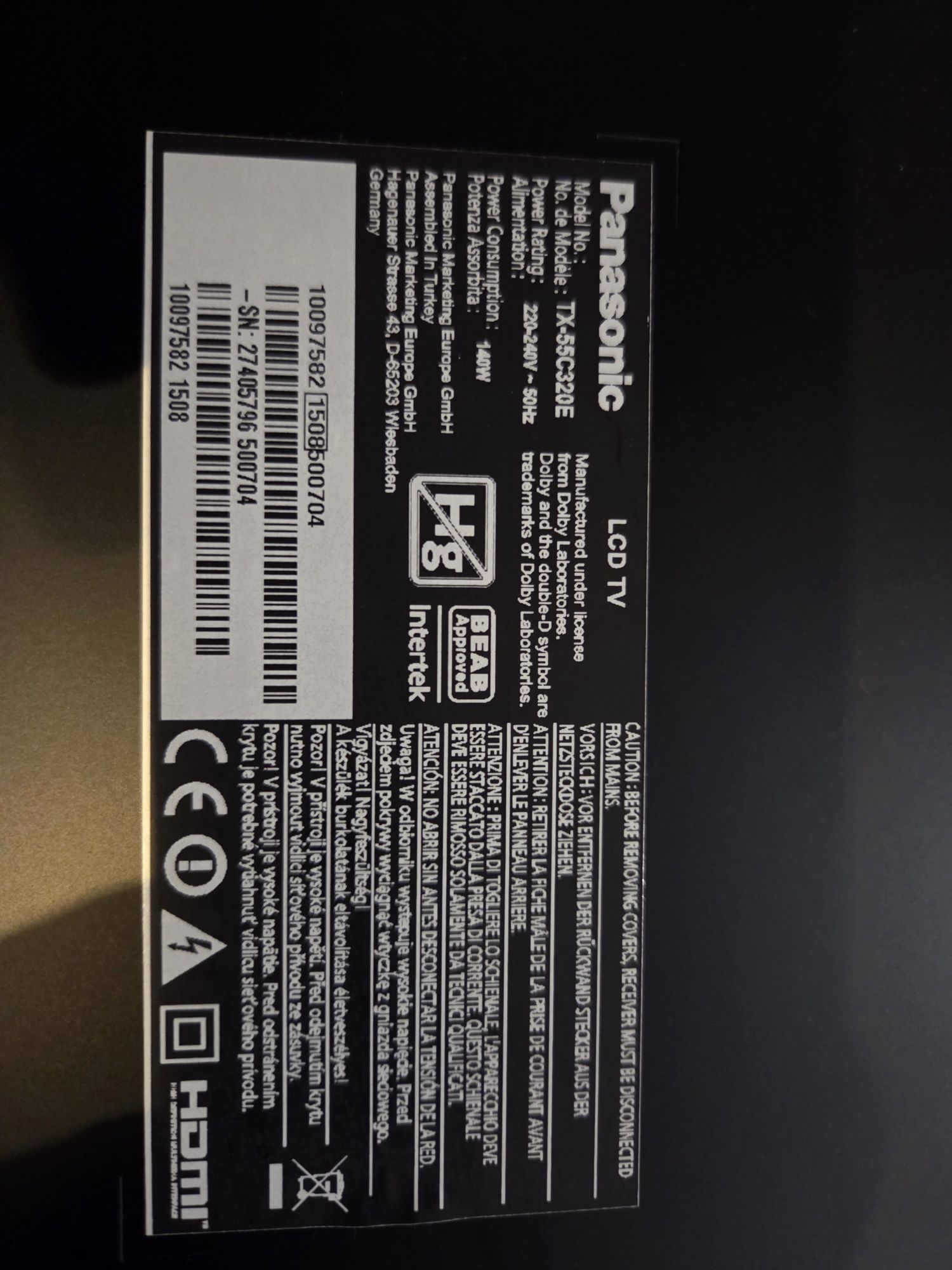 Tv Panasonic tx-55c320e 55 cali LCD stan bdb Okazja