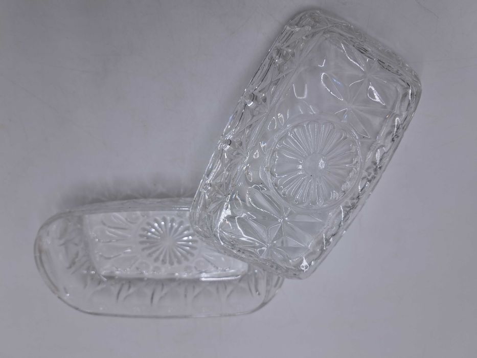 Maselniczka szklana kryształowa przezroczysta grawerowana