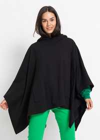 B.P.C poncho czarne dresowe z kapturem UNIWERSALNE.