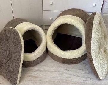 Тепла хутряна хатинка будиночок домик для котика собачки