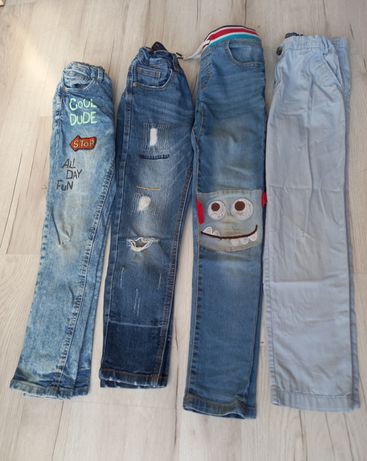 4 pary spodni jeansowych chłopięcych r 122/128