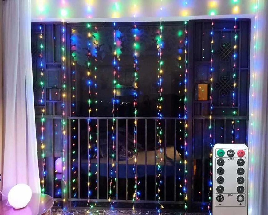 Гірлянда штора 3*1,3*2,3*3 пульт,смарт,сонячна,опт,дроп