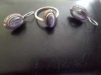 Набор, кольцо , серьги натуральный камень,   W925 серебро набор импорт
