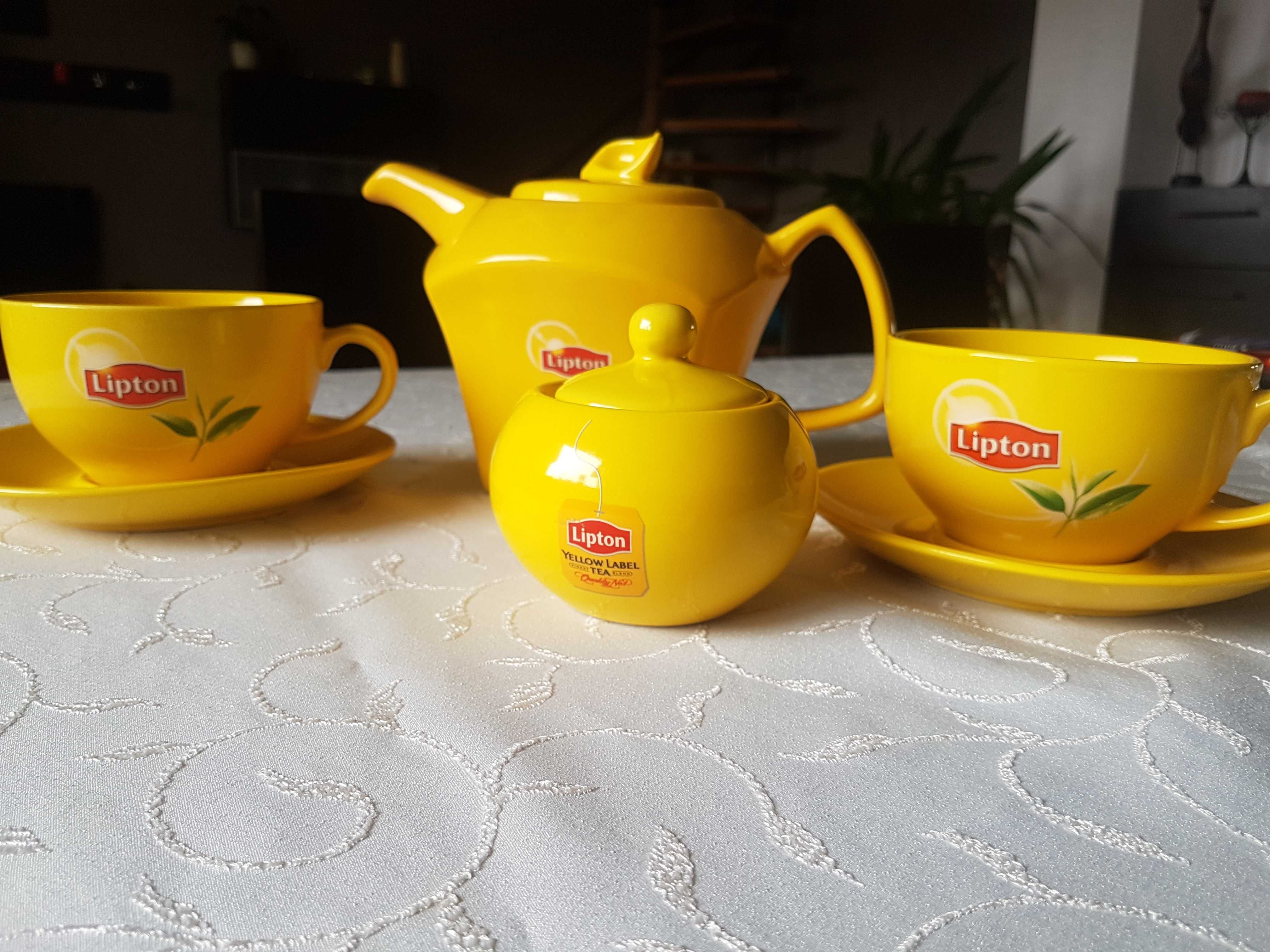 Komplet kolekcjonerski Lipton filiżanki, dzbanek i cukierniczka