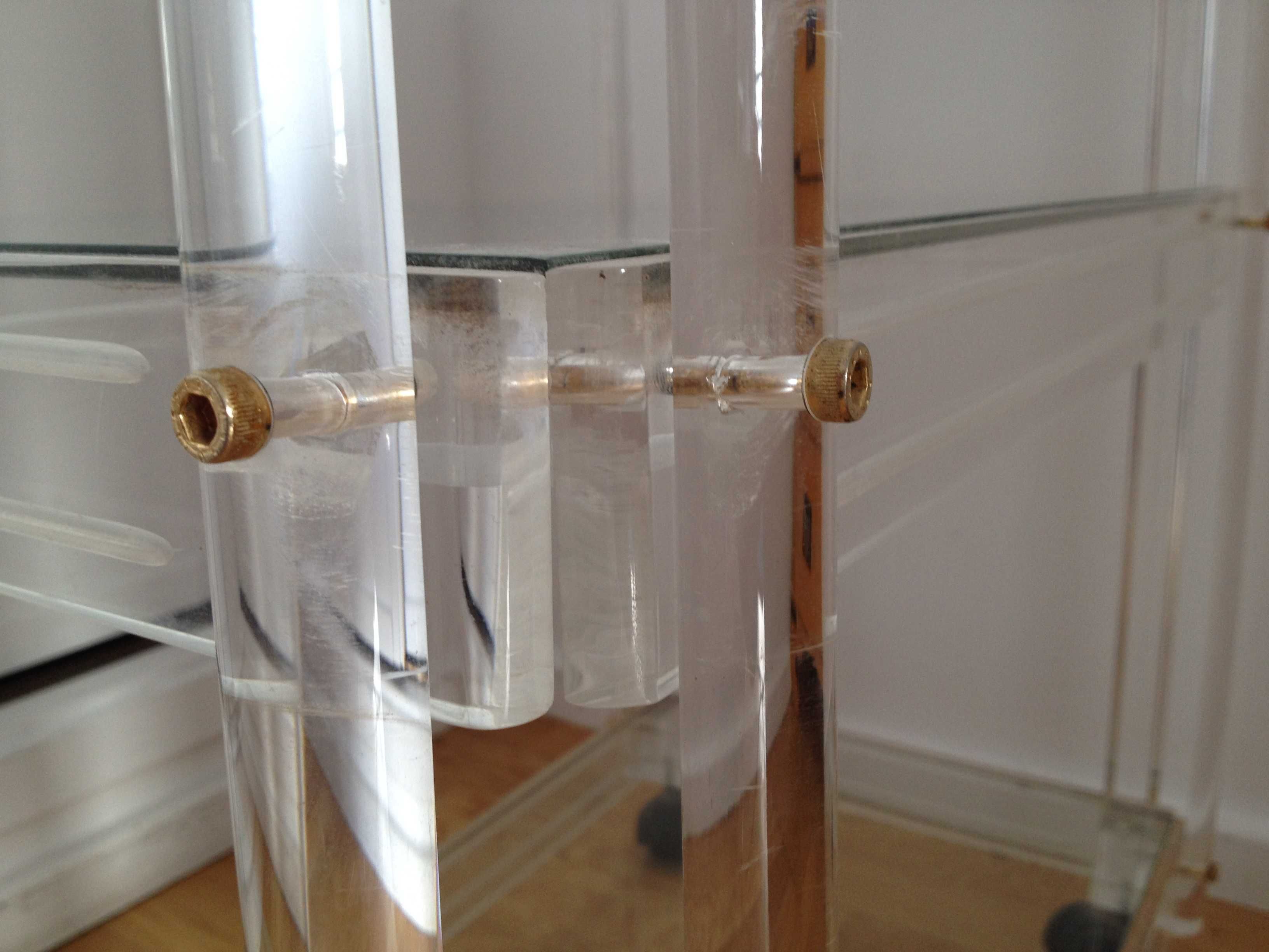 Carrinho trolley transparente em acrílico e vidro