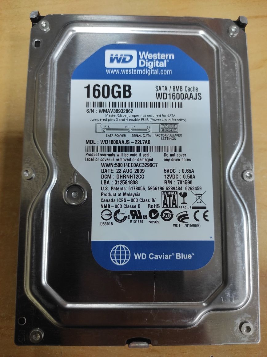 Винт жёсткий диск WD1600AAJS 160 Gb, SATA II, 7200rpm, 8MB