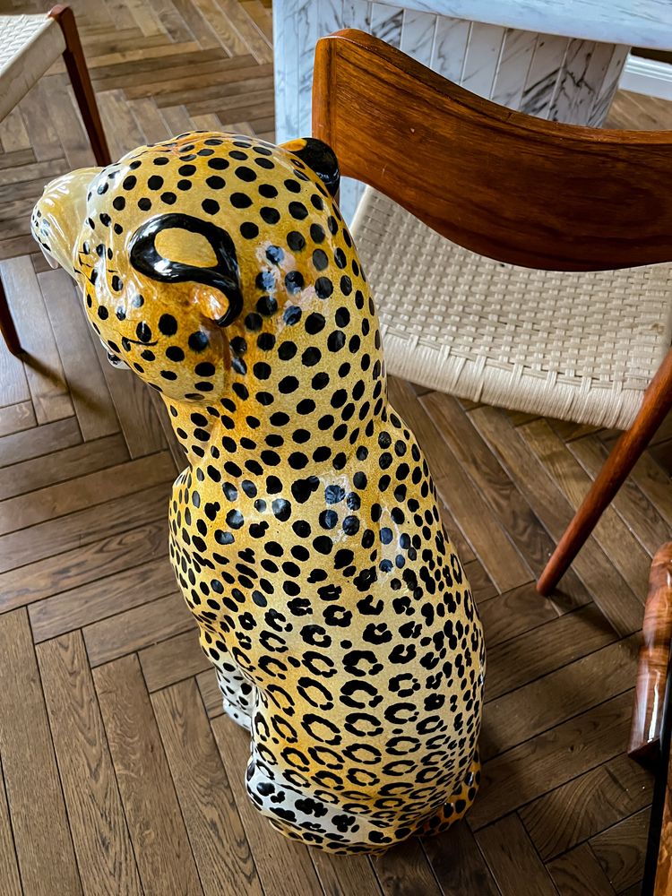 Ogromna figura rzeźba lamparta made in Italy 83cm 15kg 1960 vintage