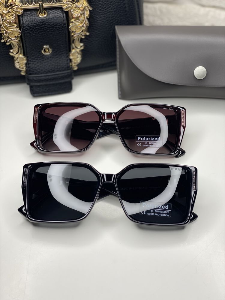 Женские солнцезащитные очки MIU MIU Polarized коричневые бабочки черны