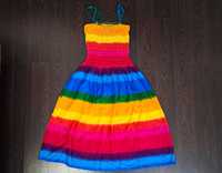 Детское яркое летнее платье на девочку 140 Таиланд Натуральная ткань