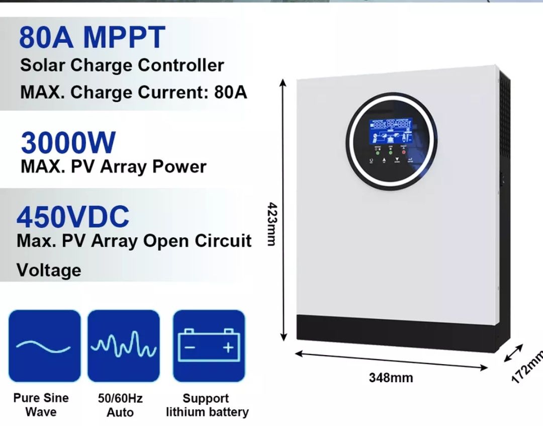 Гібридний інвертор 3000W/3000W 24V AC230V MPPT