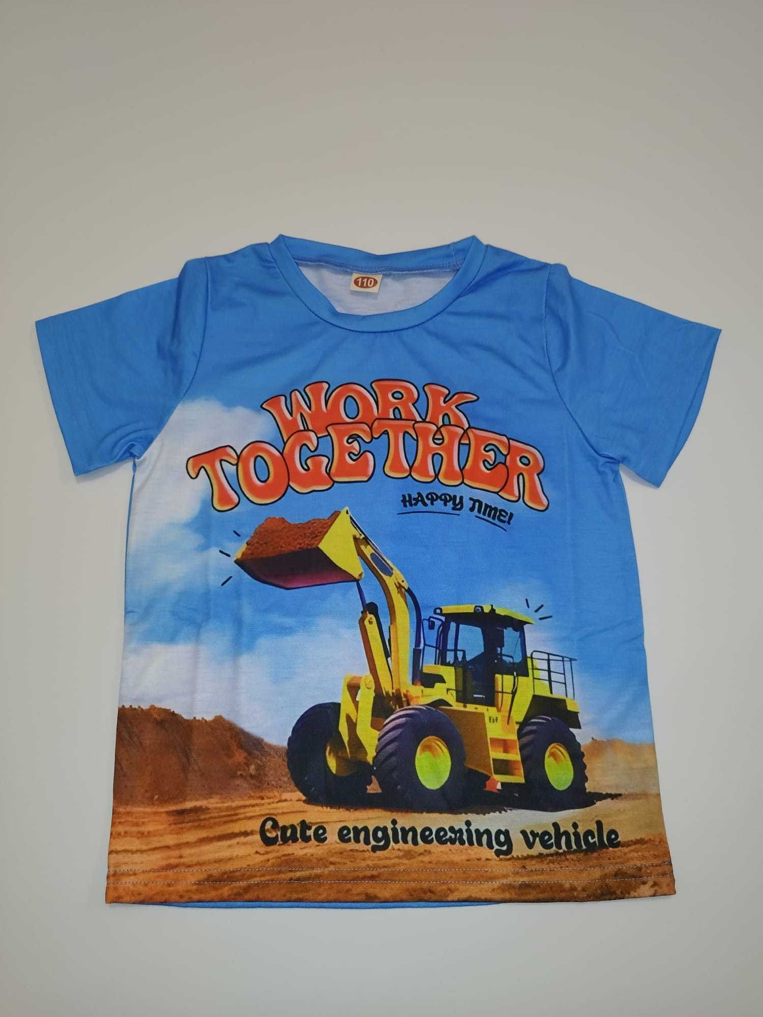 T-shirt, koszulka dla chłopca Koparka niebieska R.110/116 Nowa