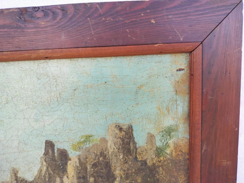 Bardzo stary obraz na płótnie sygnowany  .