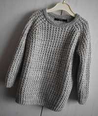 Sweter 92 98 prążkowany sweterek prosty szary dzianinowy ciepły George