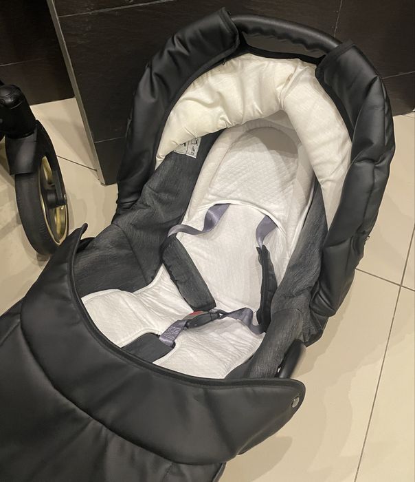 Wozek ekoskórą 4w1 Berco gold premium retro fotelik + baza isofix