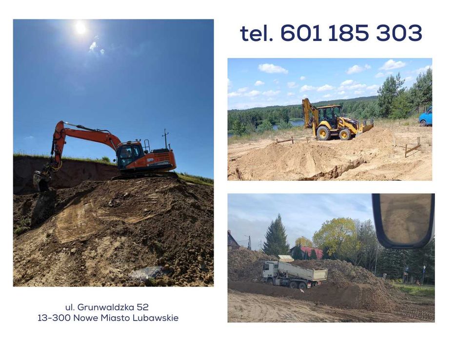 Usługi koparką, koparko-ładowarką, usługi wywrotką