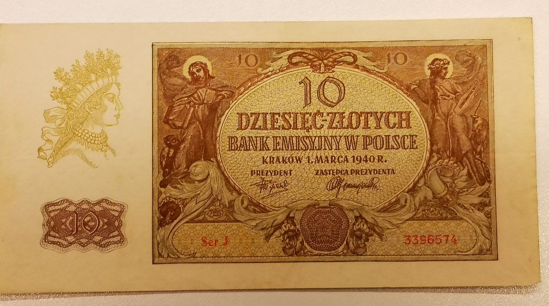 Banknot GG 10zl 1940r seria J