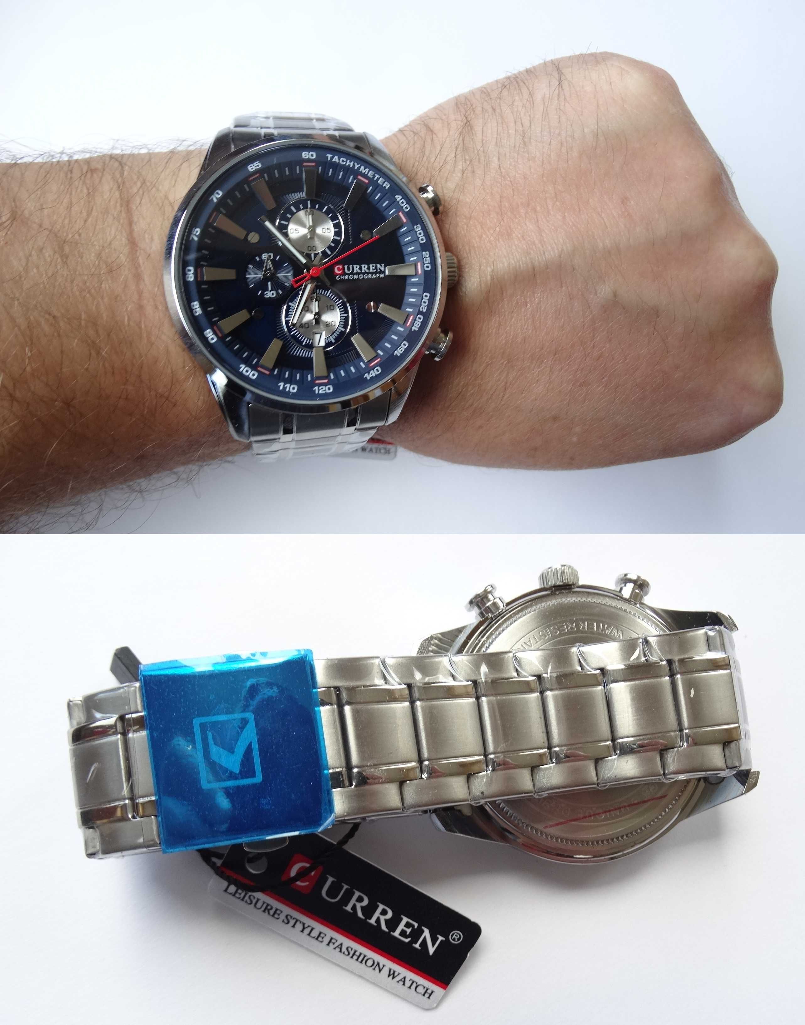 Zegarek męski z chronografem Curren bransoleta stalowa sportowy pudło