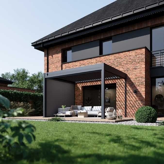 Pergola aluminiowa wolnostojąca. Zadaszenie żaluzjowe aluminiowe.