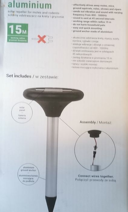 Solarny odstraszacz na krety CTRLMO103S
1
2
Solarny Odstraszacz Na Kre