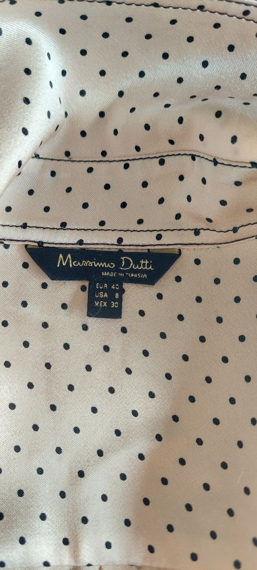 Massimo Dutti r.40 jasnoróżowa bluzka w kropki / wiskoza / lejąca