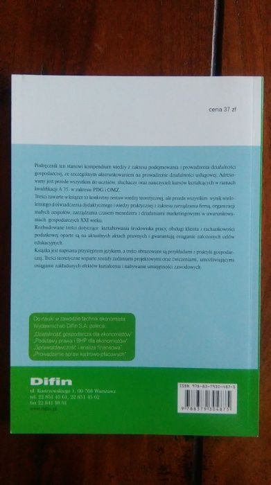 Prowadzenie działalności gospodarczej A.35.1. Technik ekonomista. NOWA