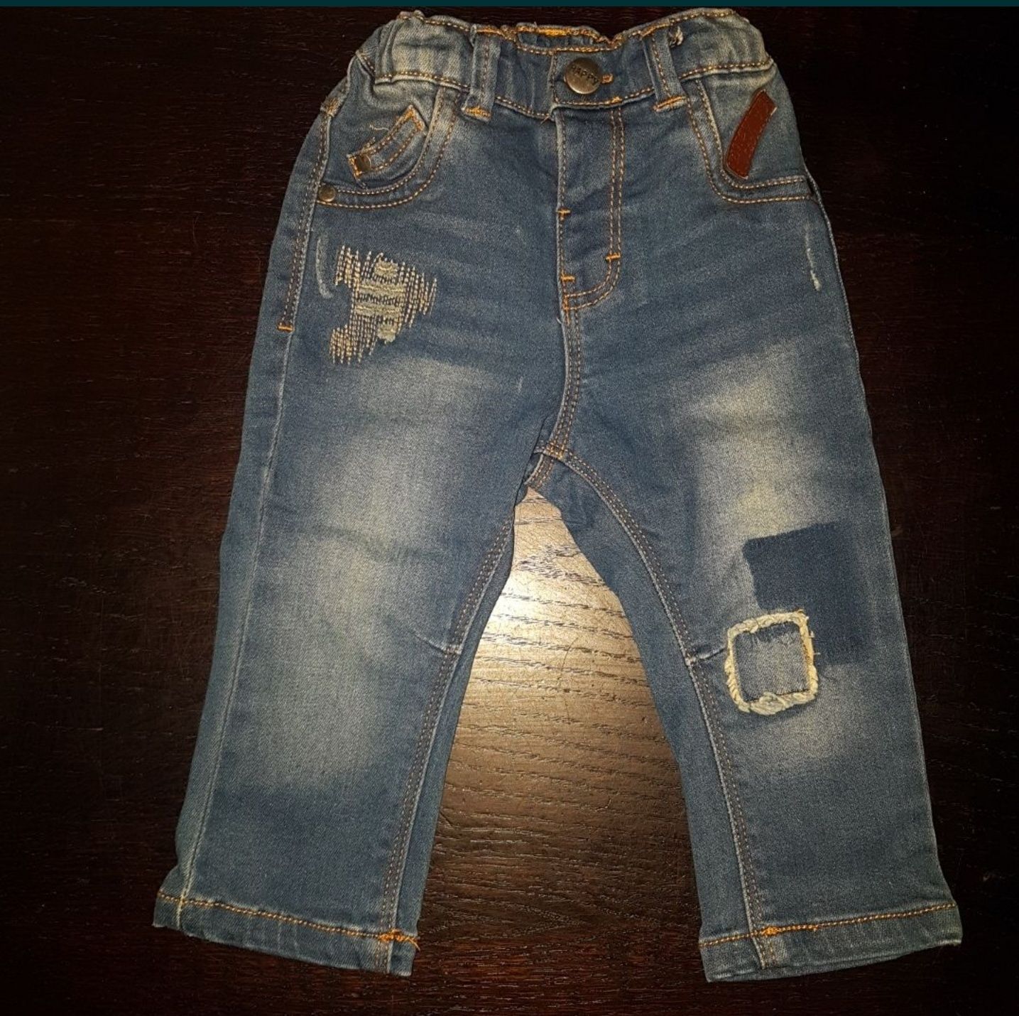 Spodnie jeansy regulowane gumka w pasie 74cm roczek