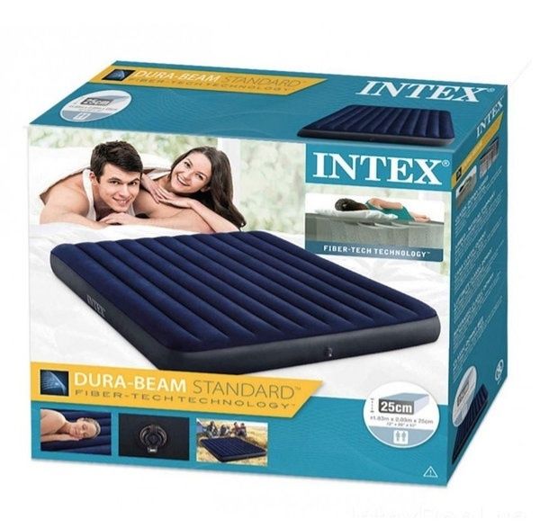 Надувной матрас Intex 64755 велюровый 203х183х25 см