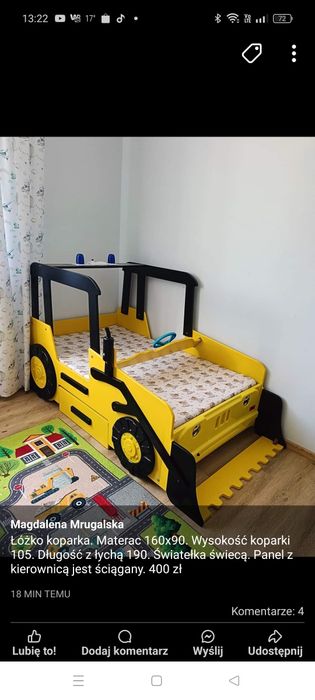 Łóżko dziecięce koparka