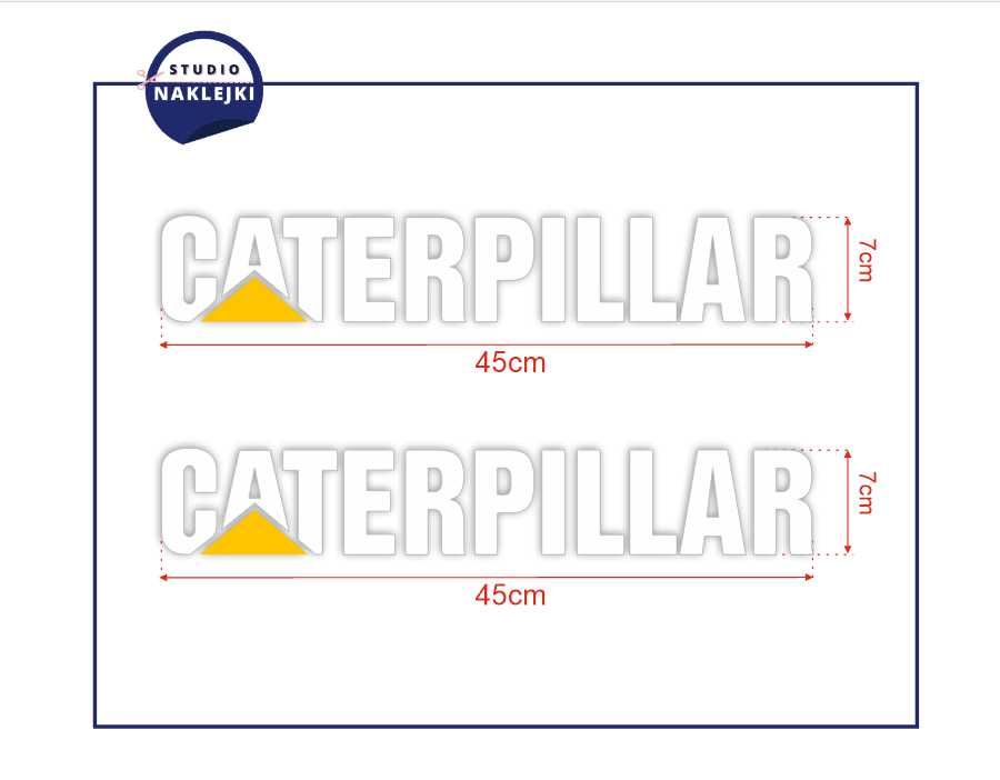 Caterpillar CAT Naklejki Naklejka 45x7 2 szt Koparka Ładowarka Biały