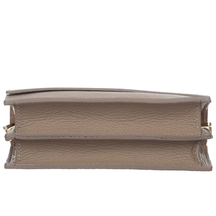 VERA PELLE torebka skórzana listonoszka z klapą i paskiem V606 c.taupe