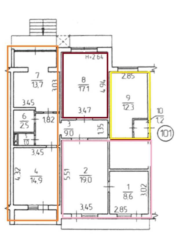 102м2(13, 17, 30, 30м2) 5 кімнат-блоків з водою - Бальзака - 1 поверх