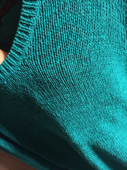 Turkusowy dziergany sweter uniwersalny oversize