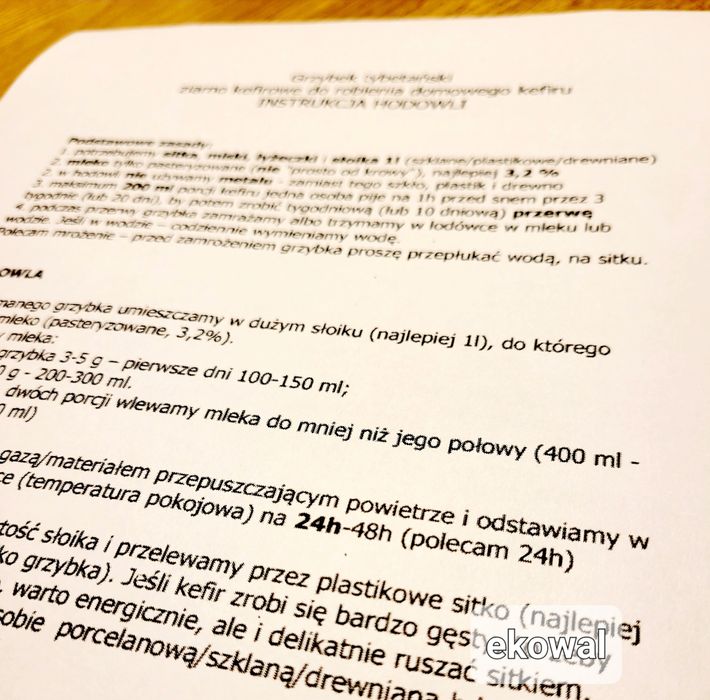 Grzybek tybetański ziarno kefirowe kefir instrukcja starter 2 gr.