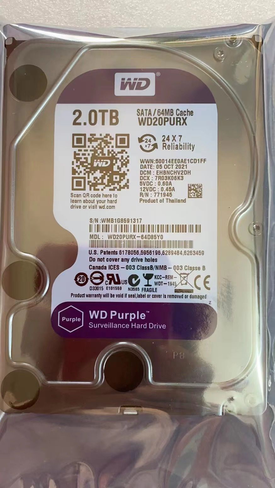 Жесткий диск HDD WD Purple 1 Tb 2 Tb 3 Tb Sata