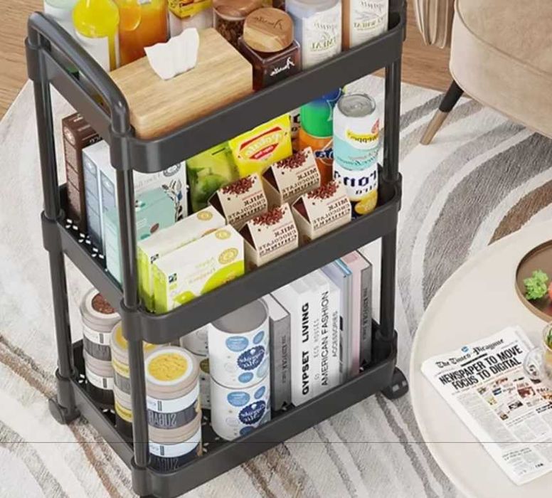 тележка-органайзер на колесиках, мобильная стойка для хранения вещей